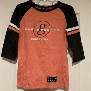 Garth Brooks World Tour Raglan Baseball T Shirt Women M Salmon Orange Tee